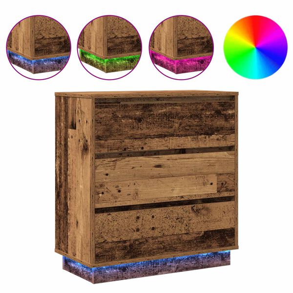 vidaXL Bedside Cabinet Old Wood 71 x 34.5 x 75 cm Engineered wood