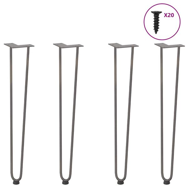vidaXL hairpin legs for console tables for Console Table 4 pcs Natural Steel 72 cm Solid Steel