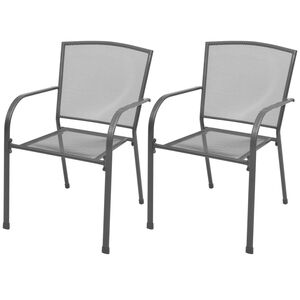 vidaXL Stackable Garden Chairs 2 pcs Steel Grey