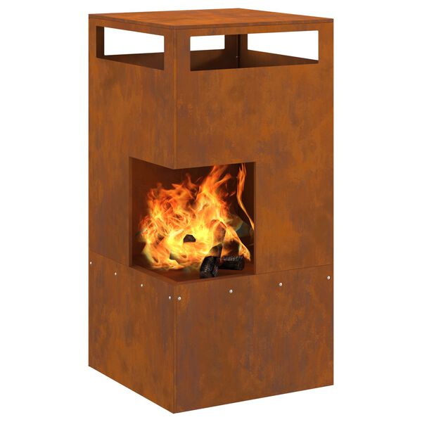 vidaXL Fire Pit Brown 50 x 50 x 100 cm Steel