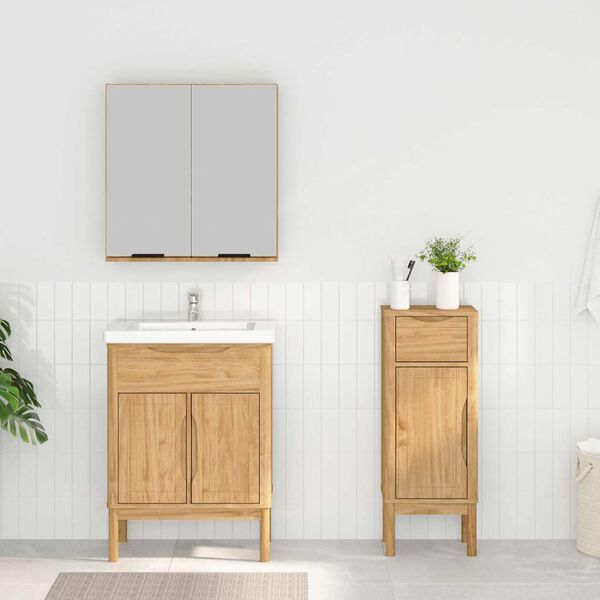 vidaXL Bathroom Furniture Set FLORO 2 pcs Wax Brown Solid Pine Wood