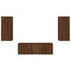 vidaXL 3 Piece TV Wall Cabinets with LED Lights Brown Oak