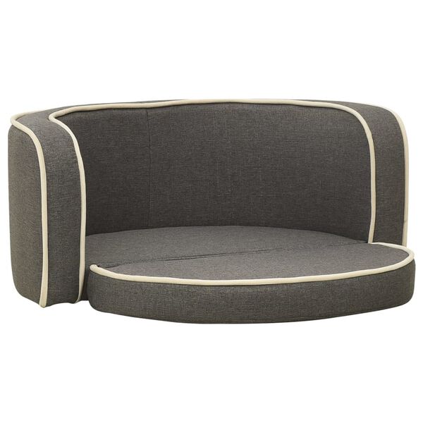 vidaXL Foldable Dog Sofa Grey 76x71x30 cm Linen Washable Cushion