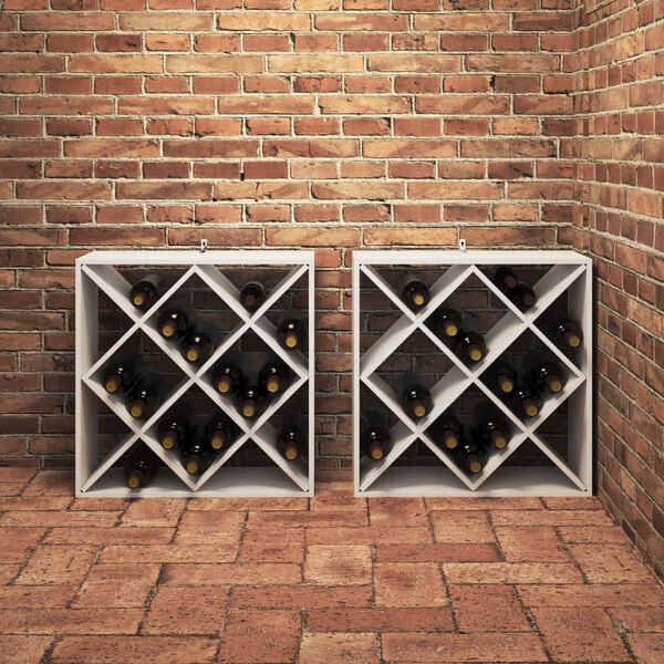 vidaXL Wine Rack 2 pcs White 62 x 25 x 62 cm Solid Pine Wood
