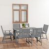 vidaXL 7 Piece Garden Dining Set Grey Solid Acacia Wood