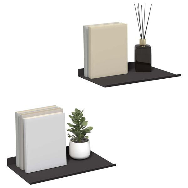 vidaXL Floating Shelf 2 pcs Black 30 x 17.5 x 2.5 cm Steel