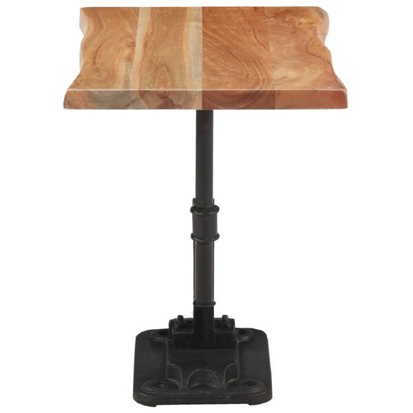 vidaXL Side Table Light Wood 45x35x48 cm Solid Acacia Wood & Cast Iron