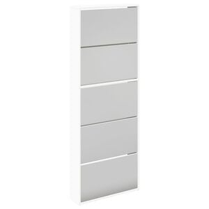 vidaXL Shoe Cabinet 5-Layer Mirror White 63x17x169.5 cm