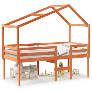 vidaXL High Sleeper Bed without Mattress Wax Brown 90x190 cm Single Solid Wood Pine