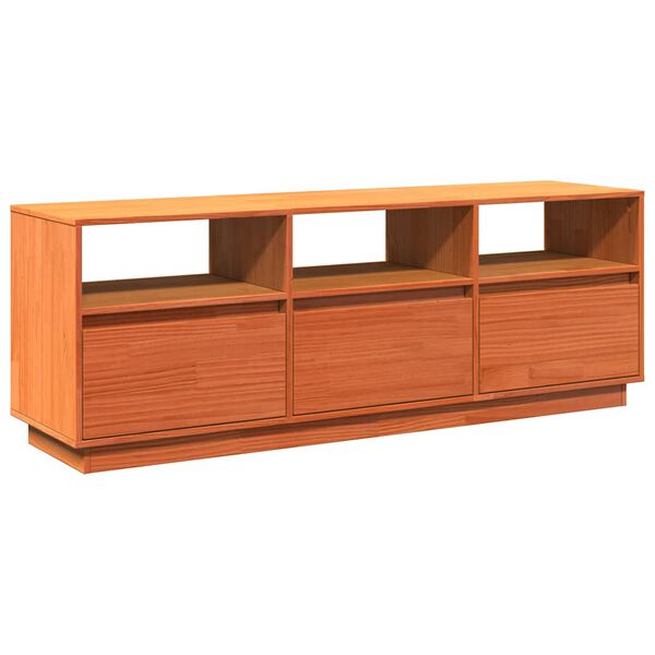 vidaXL TV Cabinet Wax Brown 140x37x50 cm Solid Wood Pine