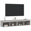 vidaXL TV Cabinets with LED Lights 2 pcs Concrete Grey 80x30x30 cm