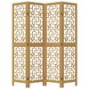 vidaXL Room Divider 4 Panels Brown Solid Wood Paulownia