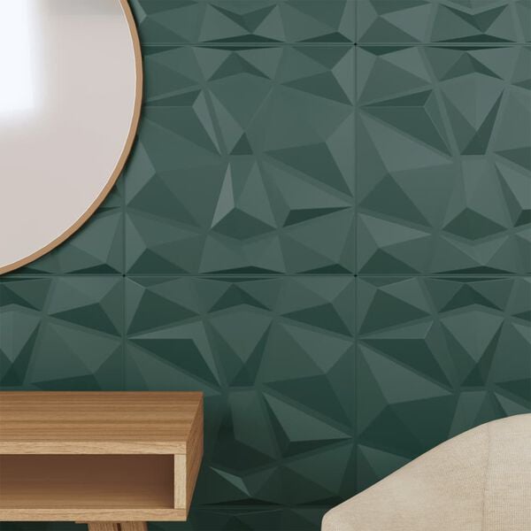 vidaXL Wall Panels 48 pcs Green 50x50 cm XPS 12 m&sup2; Diamond