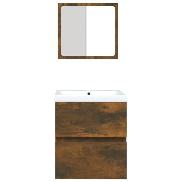 vidaXL Bathroom Sink Cabinet with Basin and Mirror Smoked Oak