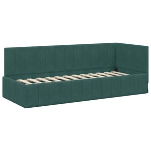 vidaXL Corner Bed Frame Dark Green 80 cm x 200 cm Velvet