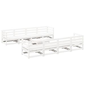 vidaXL 9 Piece Garden Sofa Set White Solid Wood Pine