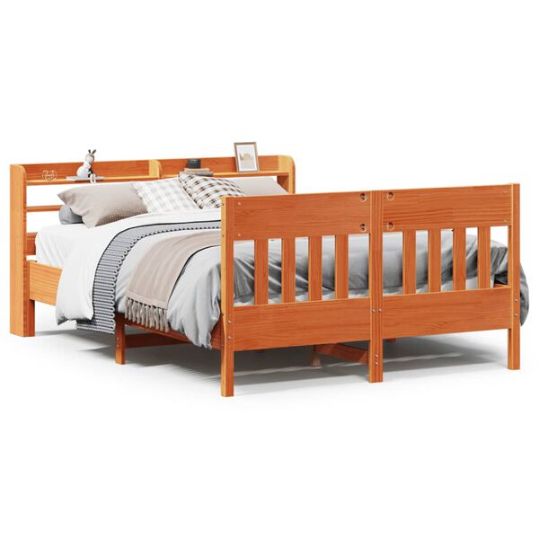 vidaXL Bed Frame without Mattress Wax Brown 120x190 cm Small Double Solid Wood Pine