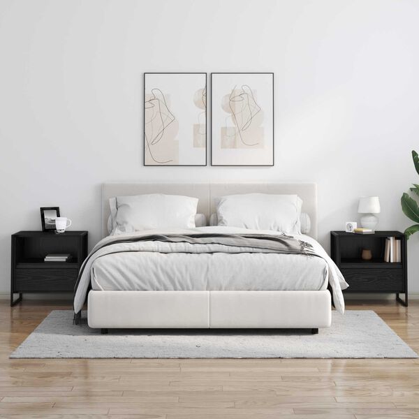 vidaXL Bedside Table Black Oak 50 x 39.5 x 50 cm Engineered Wood