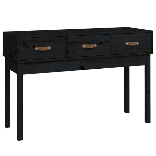 vidaXL Console Table Black 114x40x75 cm Solid Wood Pine