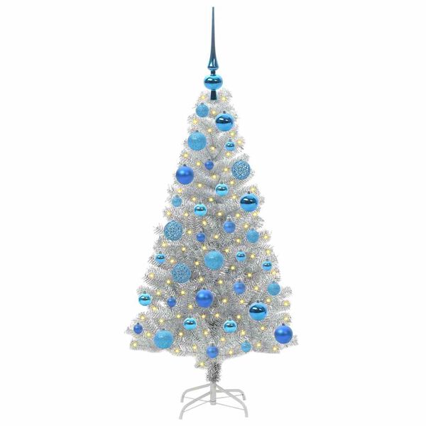 vidaXL Christmas Tree with 150 LEDs with Stand Silver 120 cm PET