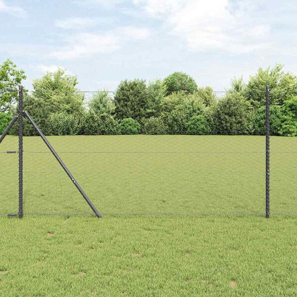 vidaXL Fence Post Grey 10 x 1 m (36 mm mesh) Steel and PVC