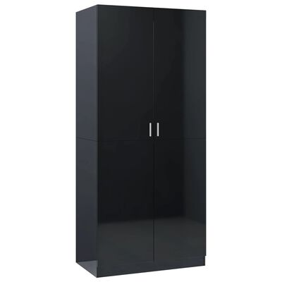 vidaXL Wardrobe High Gloss Black 80x52x180 cm Engineered Wood