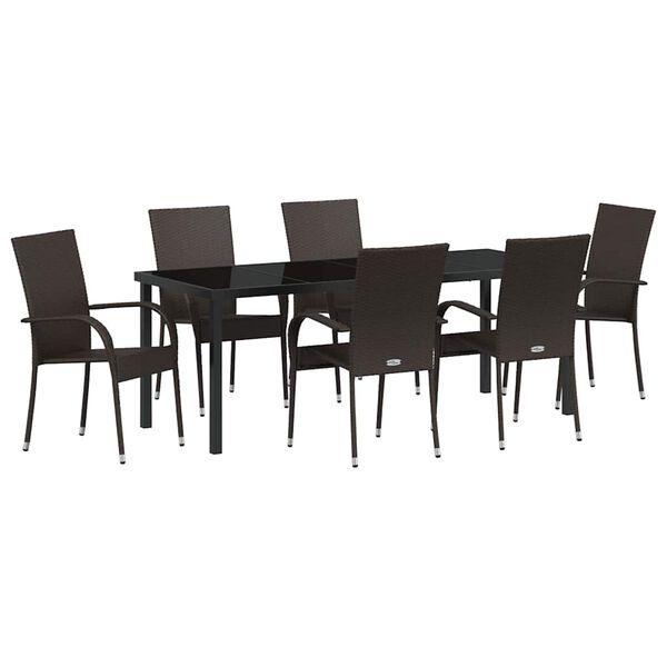 vidaXL Garden Dining Set 7 pcs Brown Powder-Coated Steel