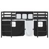 vidaXL Kids' Loft Bed with Curtains without Mattress White&Black 90x200cm