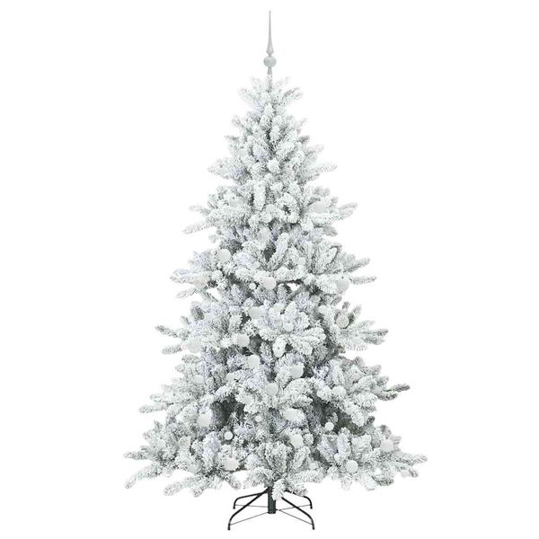 vidaXL Artificial Hinged Christmas Tree White 180 cm PVC and Steel