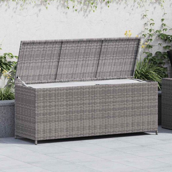 vidaXL Garden Storage Box Grey 150x50x60 cm Poly Rattan