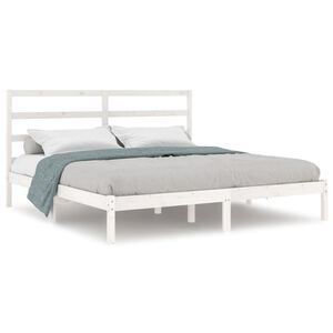 vidaXL Bed Frame without Mattress White 200x200 cm Solid Wood Pine