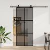 vidaXL Sliding Door with Hardware Set Black 90x205 cm Tempered Glass