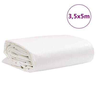 vidaXL Tarpaulin White 3.5x5 m 650 g/m²