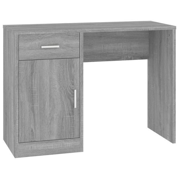 vidaXL Desk with Drawer&Cabinet Grey Sonoma 100x40x73 cm Engineered Wood