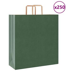 vidaXL Paper Bags 250 pcs with Handles Green 45x17x48 cm