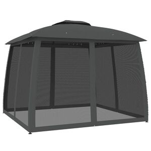 vidaXL Gazebo with Double Roof and Mesh Walls Anthracite 2.93x2.93 m Steel