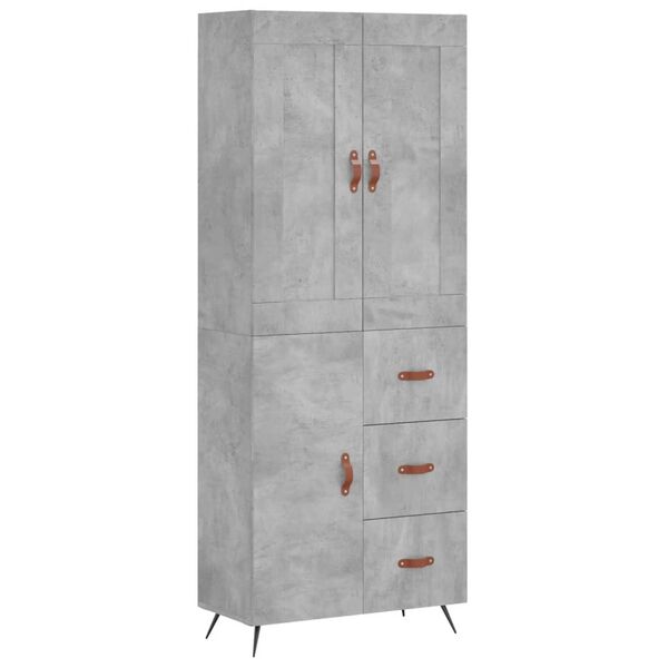 vidaXL Highboard Concrete Grey 69.5x34x180 cm Engineered Wood