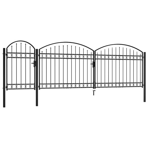 vidaXL Garden Fence Gate Assen with Arched Top Steel 1.25x5 m Black