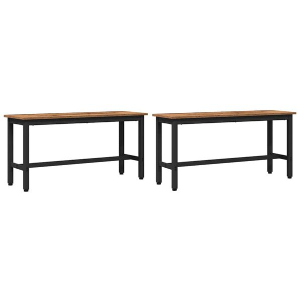 vidaXL Dining Bench 2 pcs Old Wood 100 x 32.5 x 48.5 cm
