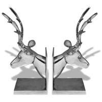vidaXL Bookends Deer 2 pcs Aluminium Silver