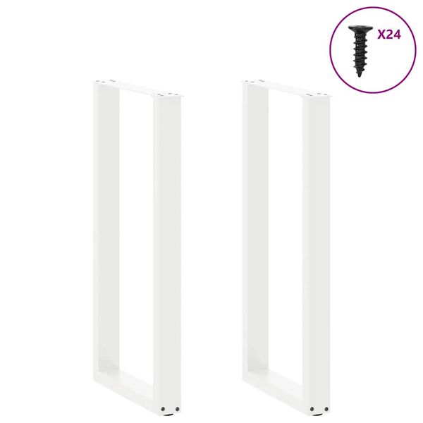 vidaXL Bar Table Legs U-Shaped 2 pcs White 50x(100-101) cm Steel