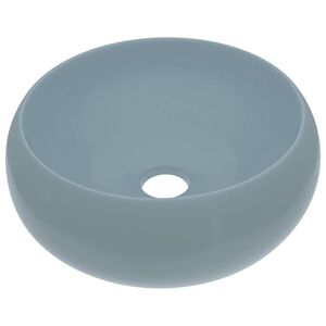 vidaXL Luxury Wash Basin Round Matt Light Blue 40x15 cm Ceramic