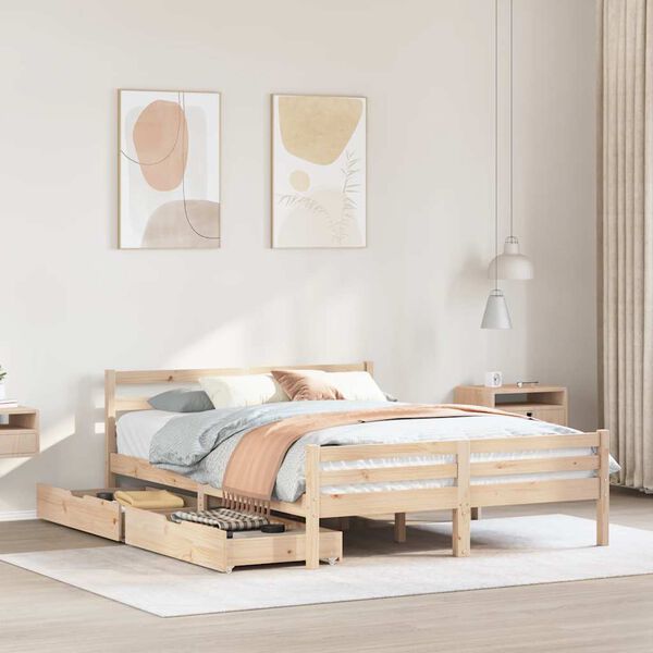 vidaXL Bed Frame without Mattress 135x190 cm Double Solid Wood Pine