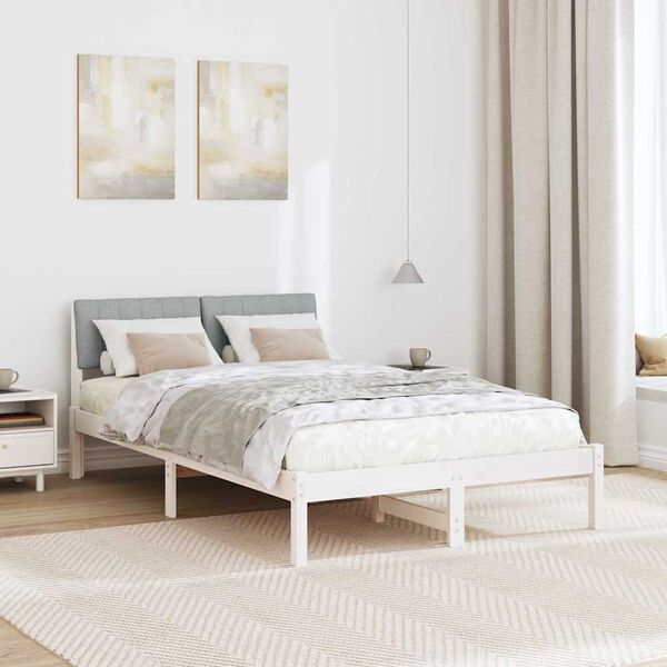 vidaXL Bed frame White and light grey 120 x 190 cm Solid pine wood