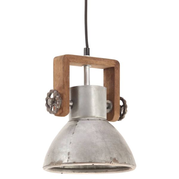 vidaXL Industrial Hanging Lamp 25 W Silver Round 19 cm E27