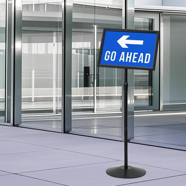 vidaXL Pedestal Poster Stand Manual Black A3 Aluminum and PVC