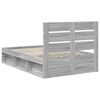 vidaXL Bed Frame Grey Sonoma 120 x 200 cm Solid Pine Wood