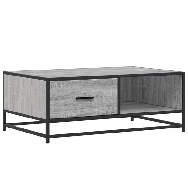 vidaXL Coffee Table Grey Sonoma 90x57x35 cm Engineered Wood and Metal