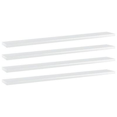 vidaXL Bookshelf Boards 4 pcs High Gloss White 80x10x1.5 cm Engineered Wood