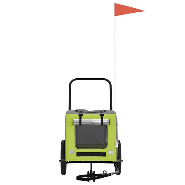 vidaXL Pet Bike Trailer Green and grey 124.5 x 63.5 x 53 cm